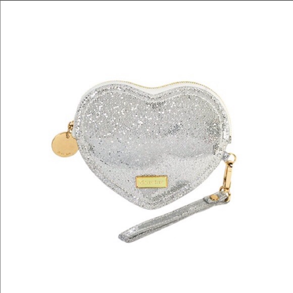 Deux Lux Heart Shaped Silver Sparkle Baby Pouch - Picture 15 of 16